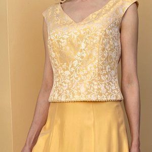 Peach Satin Separate Sleeveless Top & Maxi Skirt